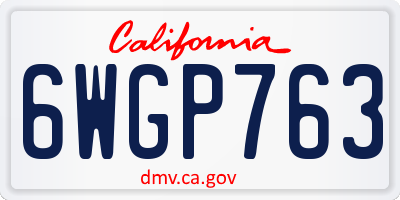 CA license plate 6WGP763