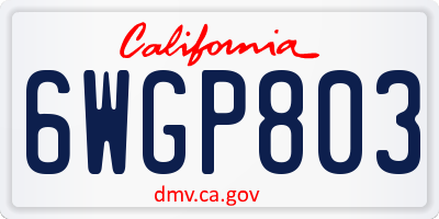 CA license plate 6WGP803