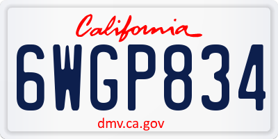 CA license plate 6WGP834
