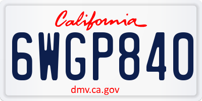 CA license plate 6WGP840