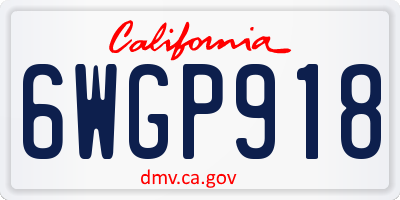 CA license plate 6WGP918