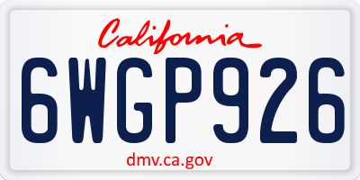 CA license plate 6WGP926