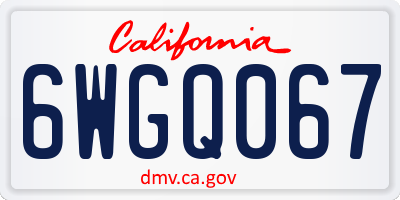 CA license plate 6WGQ067