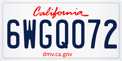CA license plate 6WGQ072