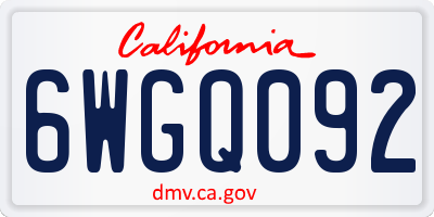 CA license plate 6WGQ092