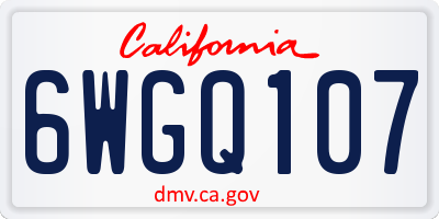 CA license plate 6WGQ107