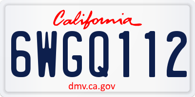 CA license plate 6WGQ112