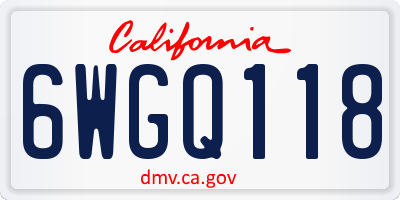 CA license plate 6WGQ118