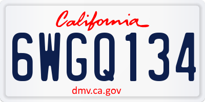CA license plate 6WGQ134