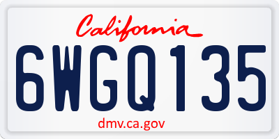 CA license plate 6WGQ135