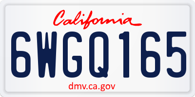 CA license plate 6WGQ165