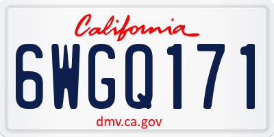CA license plate 6WGQ171