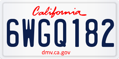CA license plate 6WGQ182