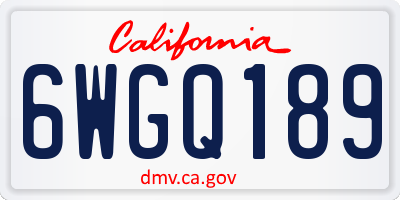CA license plate 6WGQ189