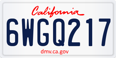 CA license plate 6WGQ217