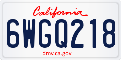 CA license plate 6WGQ218