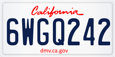 CA license plate 6WGQ242