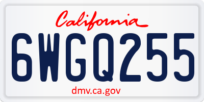 CA license plate 6WGQ255
