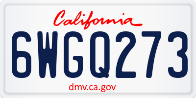 CA license plate 6WGQ273