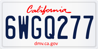 CA license plate 6WGQ277