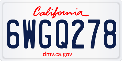 CA license plate 6WGQ278