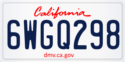 CA license plate 6WGQ298