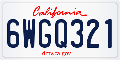 CA license plate 6WGQ321