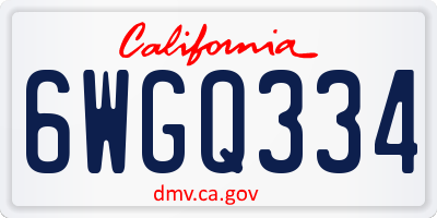 CA license plate 6WGQ334