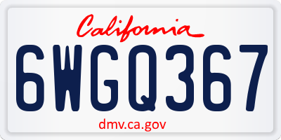 CA license plate 6WGQ367