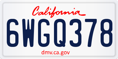 CA license plate 6WGQ378