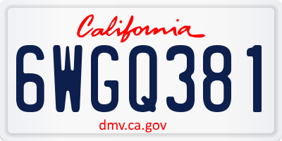 CA license plate 6WGQ381