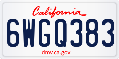 CA license plate 6WGQ383