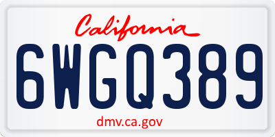 CA license plate 6WGQ389