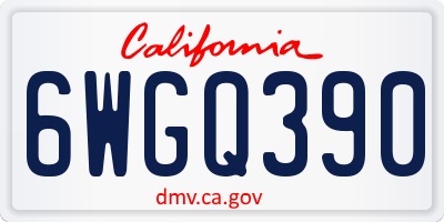 CA license plate 6WGQ390