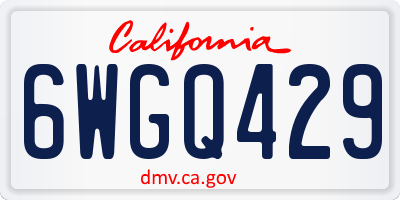 CA license plate 6WGQ429