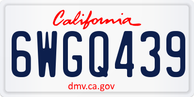 CA license plate 6WGQ439
