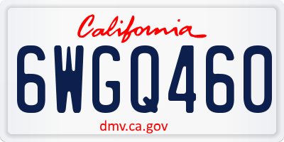 CA license plate 6WGQ460