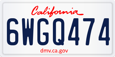 CA license plate 6WGQ474