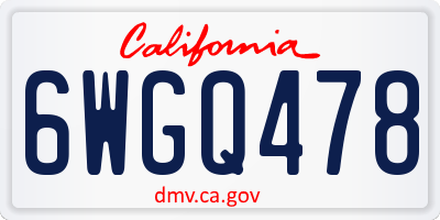 CA license plate 6WGQ478