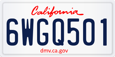 CA license plate 6WGQ501