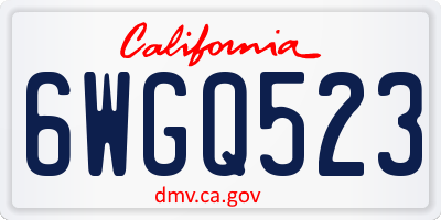 CA license plate 6WGQ523