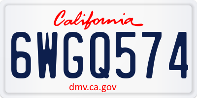 CA license plate 6WGQ574