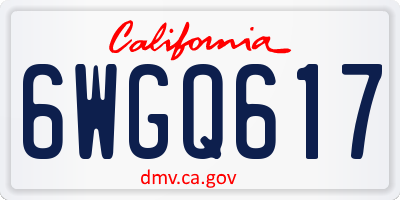 CA license plate 6WGQ617