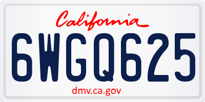CA license plate 6WGQ625