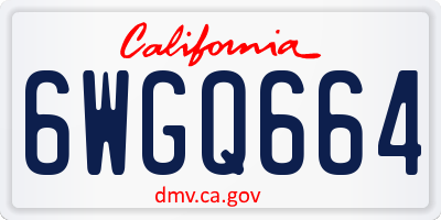 CA license plate 6WGQ664