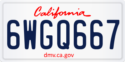 CA license plate 6WGQ667