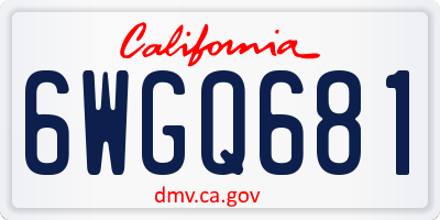 CA license plate 6WGQ681