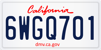 CA license plate 6WGQ701