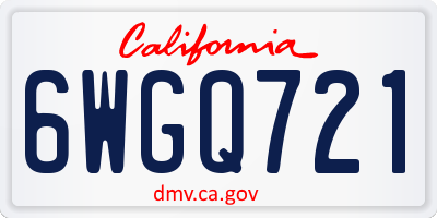CA license plate 6WGQ721