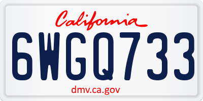 CA license plate 6WGQ733